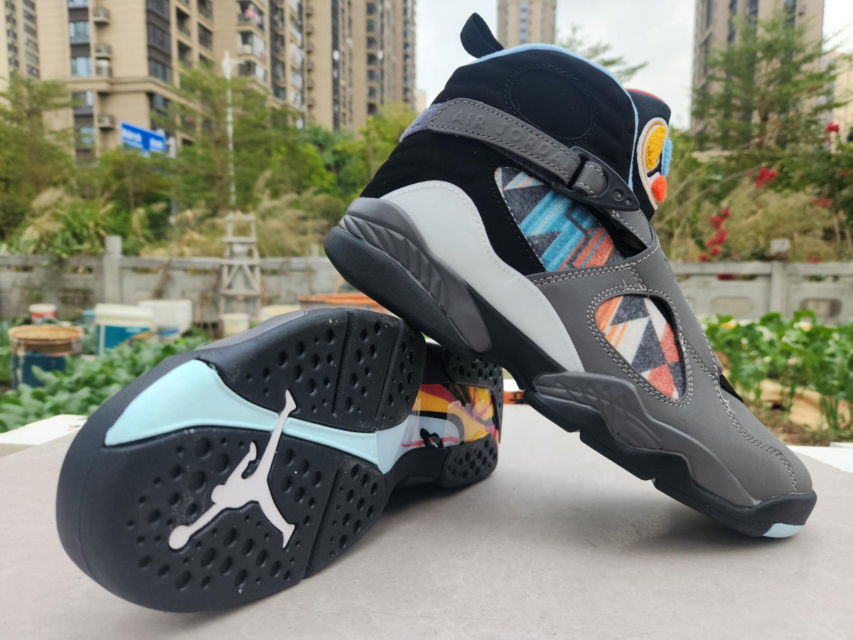 Air Jordan 8 High-Top Sneakers – Gray & Black