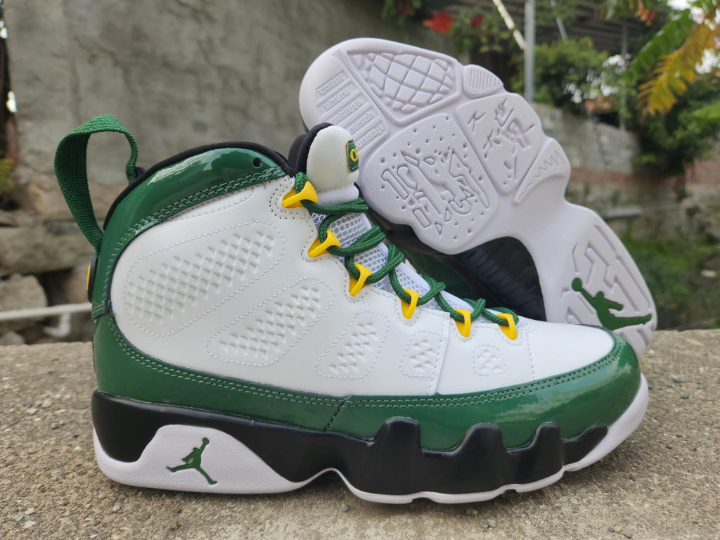 Air Jordan 9 White & Green High-Top Sneakers