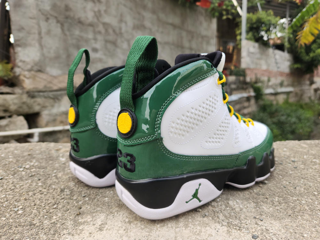 Air Jordan 9 White & Green High-Top Sneakers