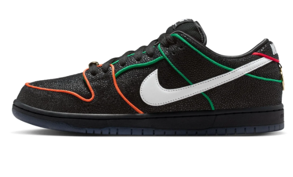Nike SB Dunk Low Pro QS Black & White with Multicolor Trim