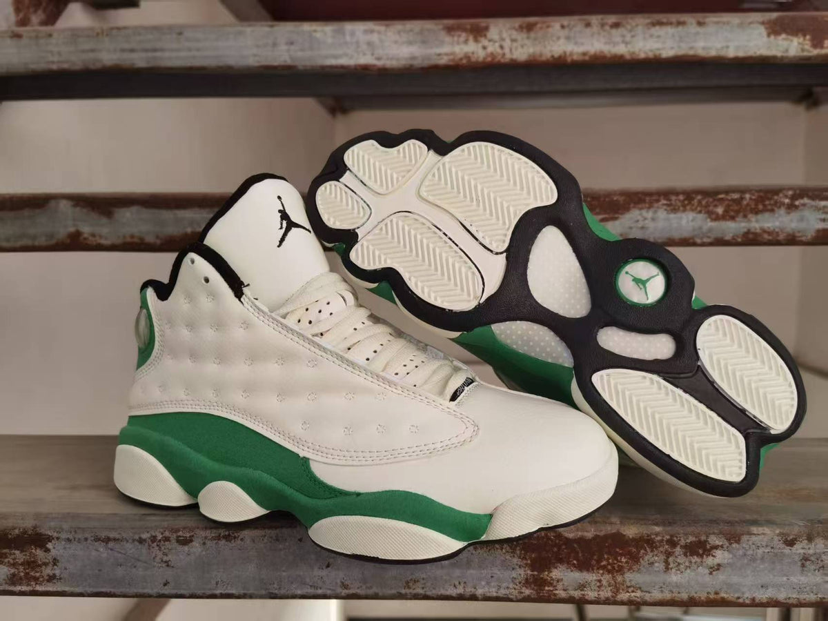 Air Jordan 13 Retro White & Green Sneakers