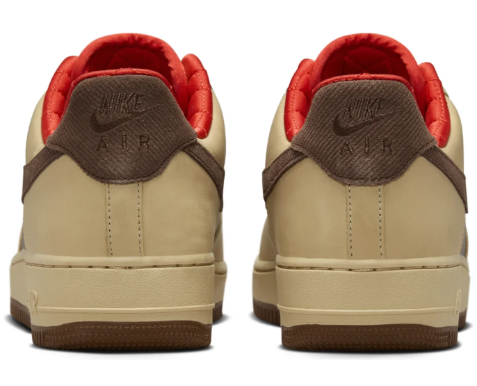 Beige & Brown Low-Top Sneakers with Red Accents